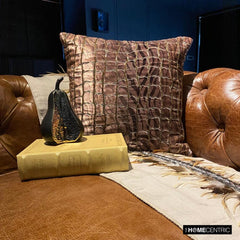 Safari Track - Brown Velvet Throw Pillow Cover