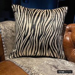 Zebra Crossing - Black N White Velvet Decorative Euro Sham