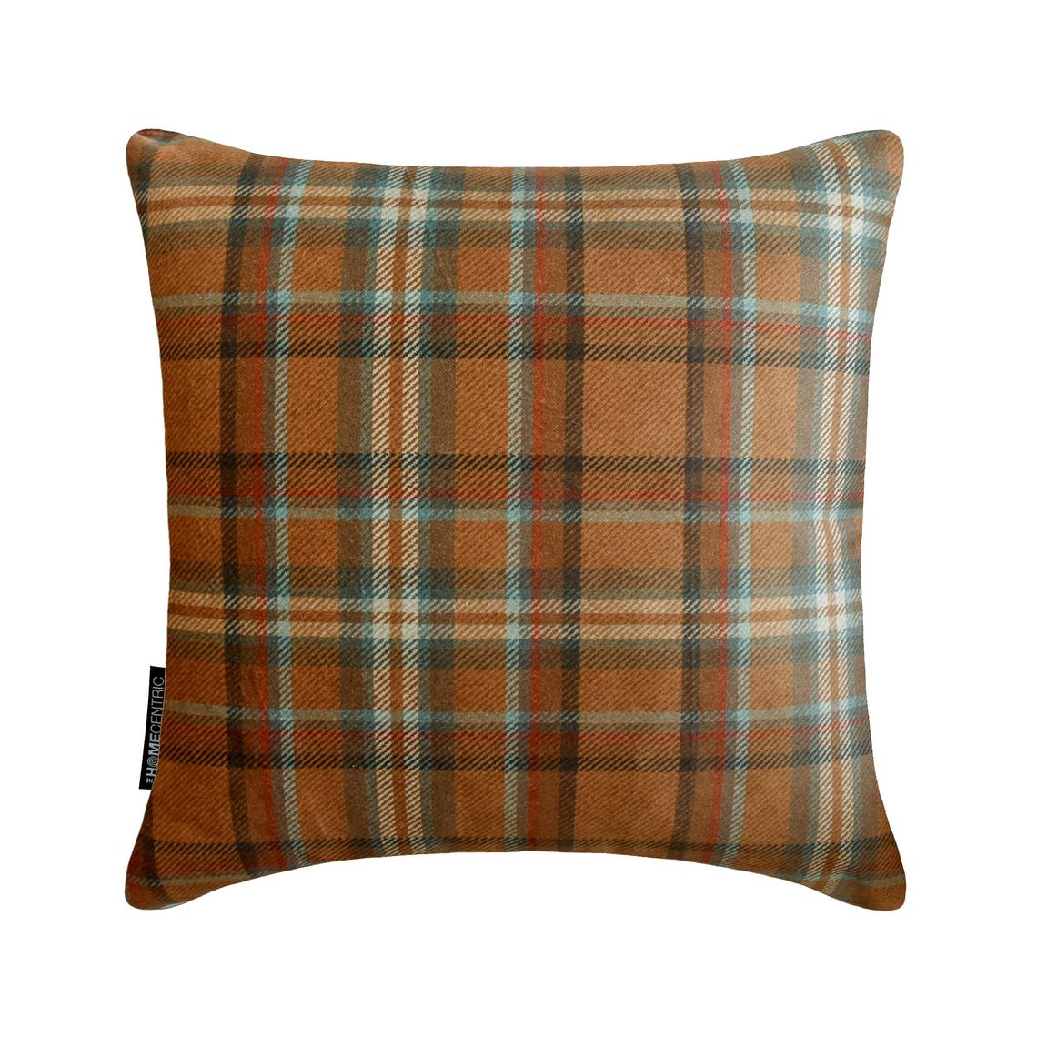 Plaidscape Orange - Orange Velvet Winter Plaid  Throw Pillow Cover