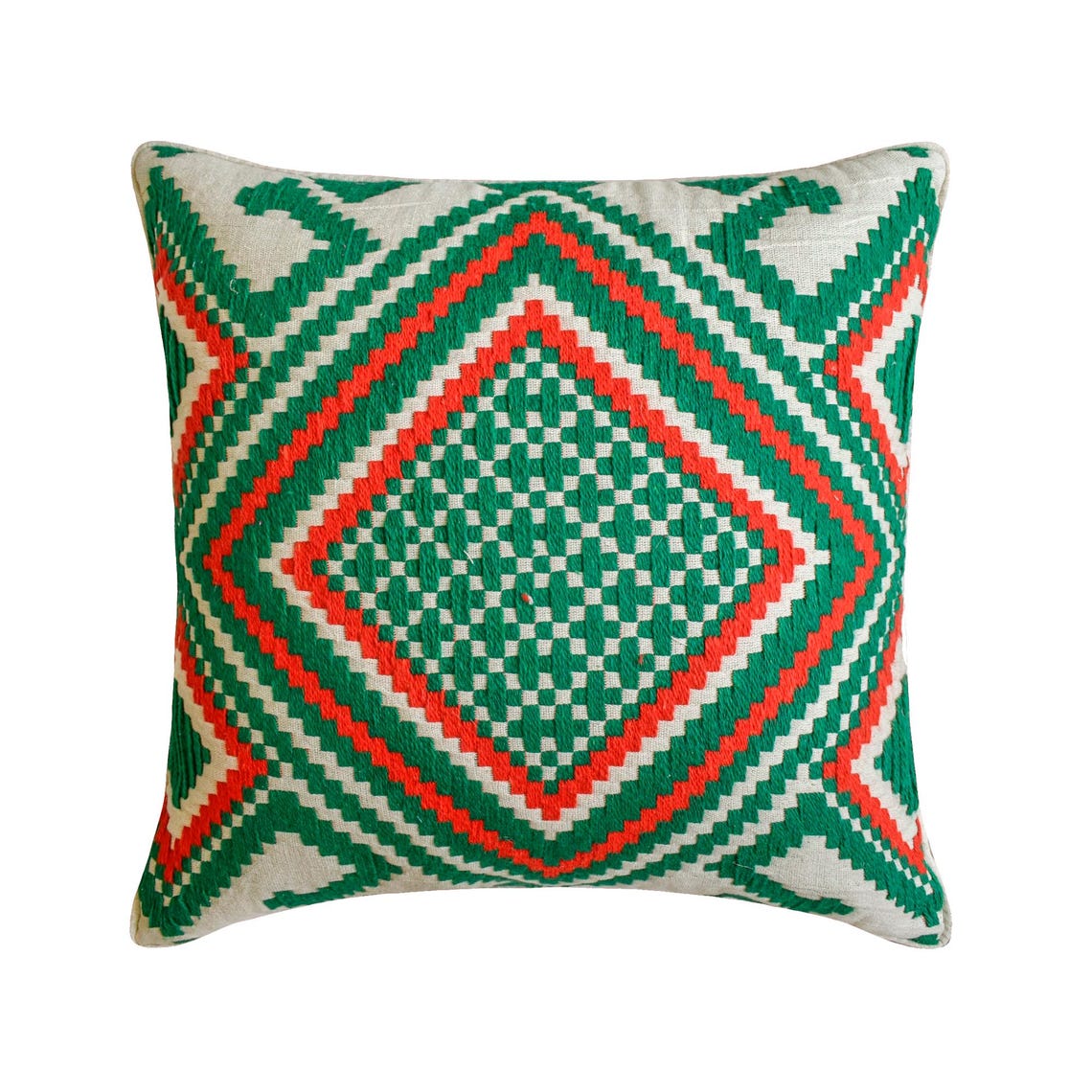 Moorish Noel - Red & Green Jacquard Decorative Throw Pillow Cover