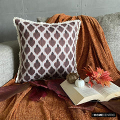 Cozy Critters - Brown Jacquard Autumn Throw Pillow Cover
