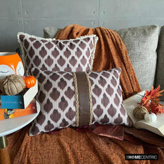 Cozy Critters - Brown Jacquard Autumn Throw Pillow Cover