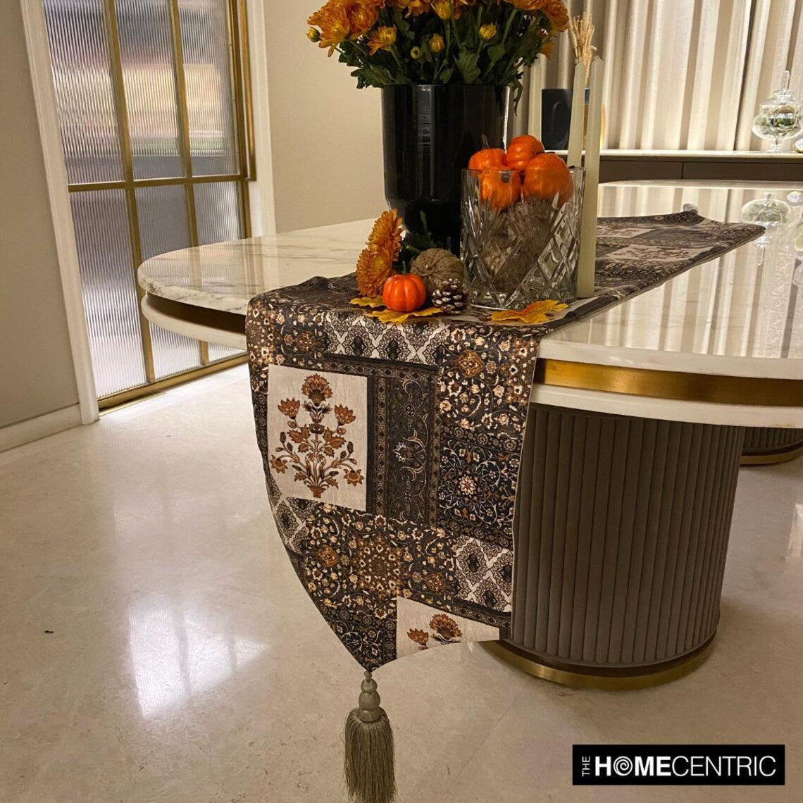 Niloufar - Brown Satin Decorative Table Runner