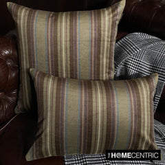 Linear Stripe Olive - Green Velvet Striped Oblong Lumbar Pillow Cover