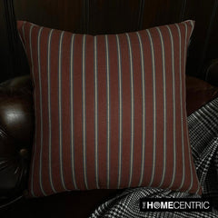 Linear Plush - Red Cotton Stripes Throw Pillow Cover