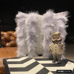 Kitty Fur - Grey Silk Decorative Throw Pillow Cover