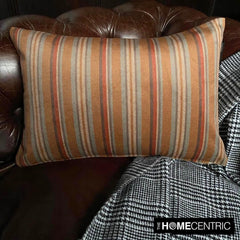 Linear Stripe Orange - Orange Velvet Christmas Striped Lumbar Pillow Cover