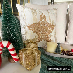 Gold Velvet Handmade Throw Pillow Cover - Xmas Star