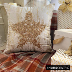 Gold Velvet Handmade Throw Pillow Cover - Xmas Star