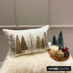 White & Gold Silk Decorative Lumbar Pillow Cover - Gold Starry Fir