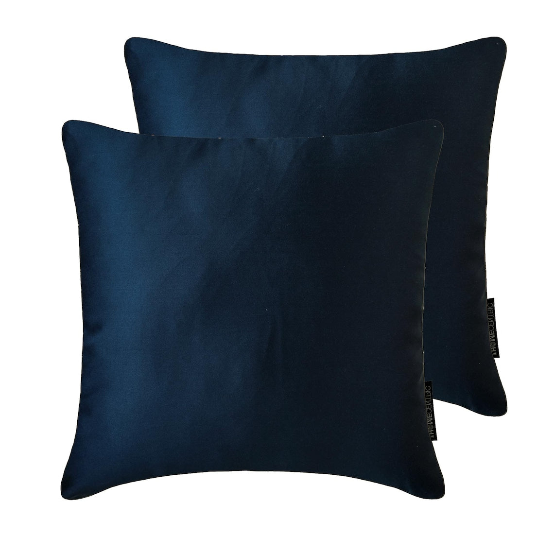 Navy Blue Slub Satin Throw Pillow Cover