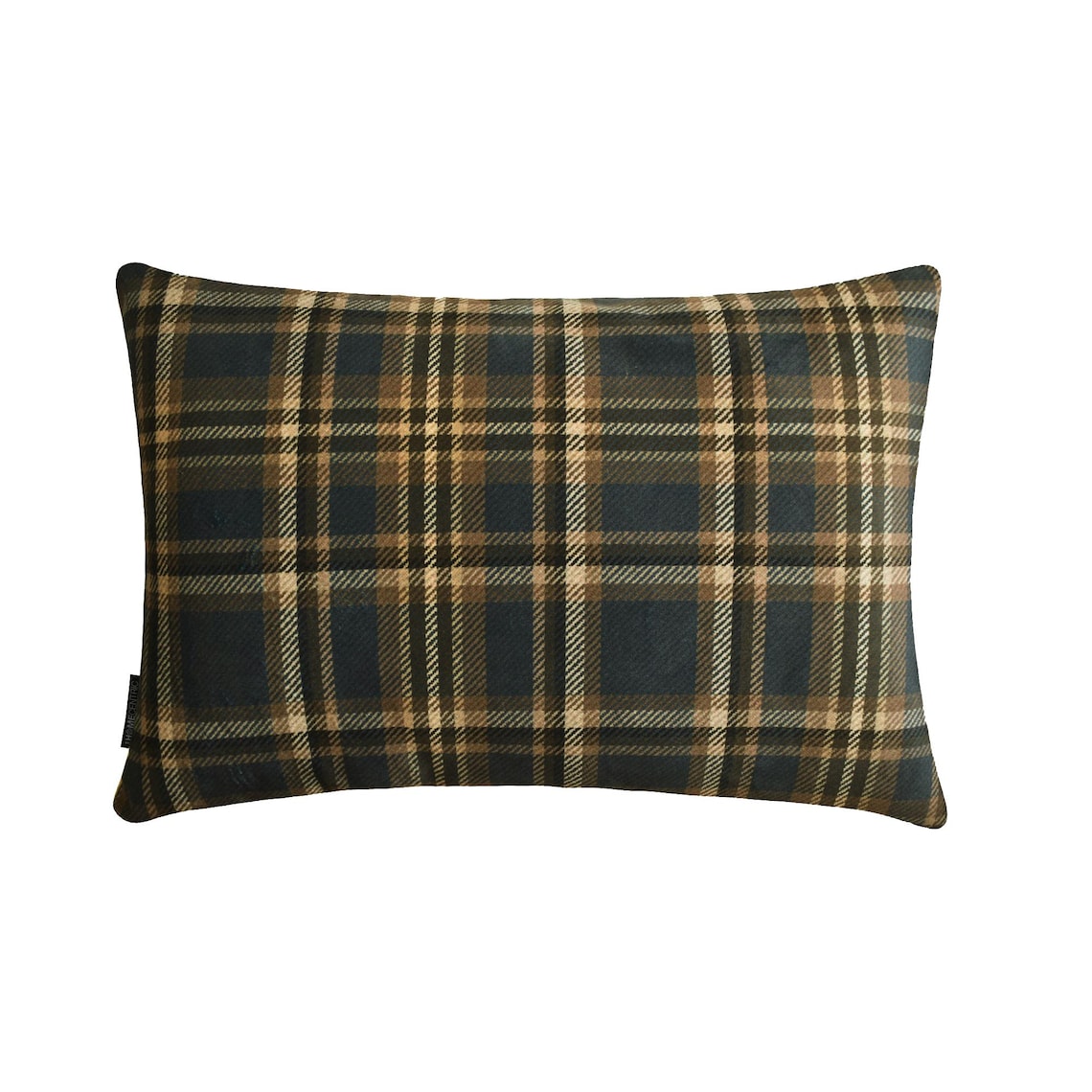 Plaidflow Navy Lumbar Pillow Cover