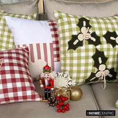 Red Cotton Decorative Throw  Pillow Cover - Heart Check