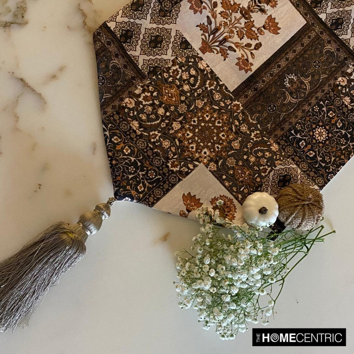 Niloufar - Brown Satin Decorative Table Runner