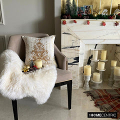 Gold Velvet Decorative Throw  Pillow Cover - Ornamental Tree