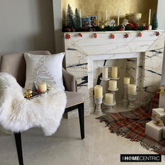 White Velvet Decorative  Throw Pillow Cover - Crystal Pine