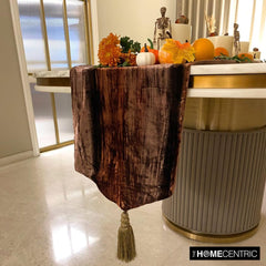 Brown Velvet Decorative Table Runner - Ombre Brown