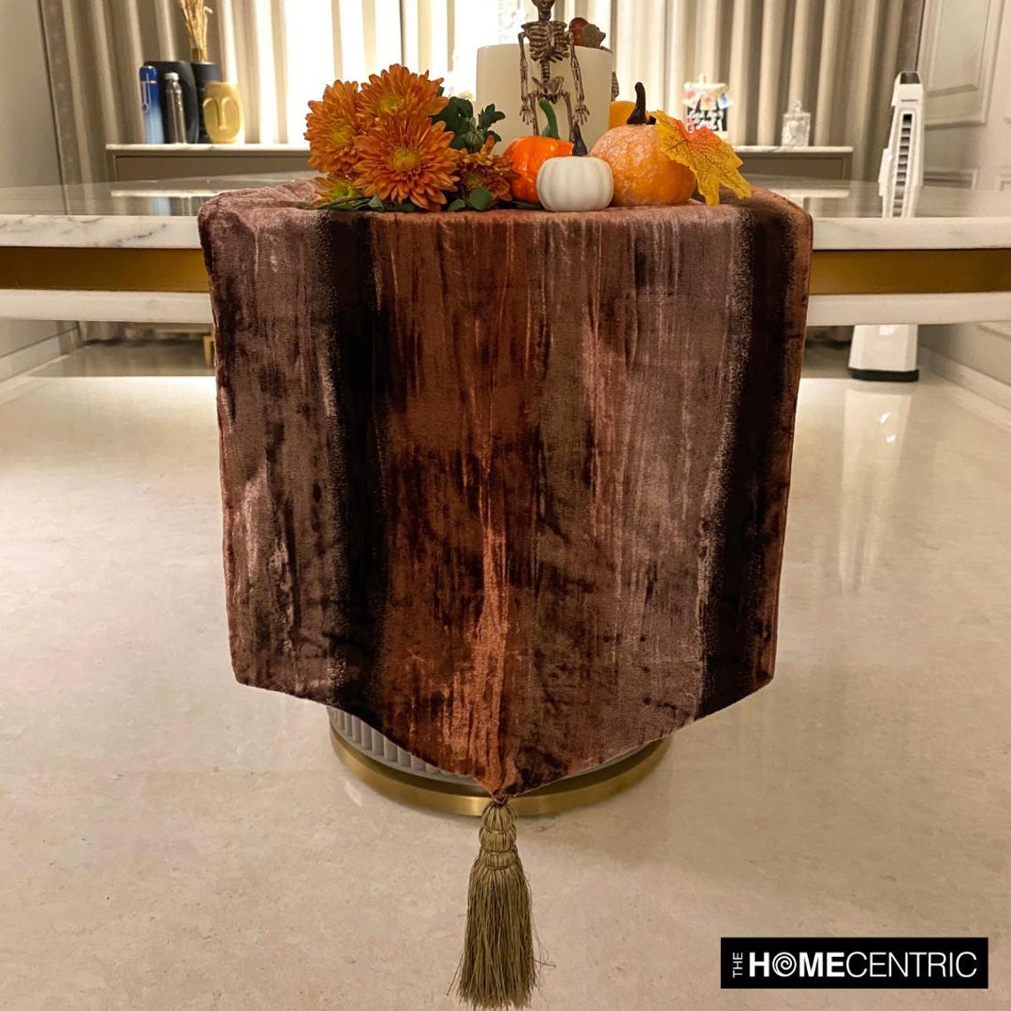 Brown Velvet Decorative Table Runner - Ombre Brown