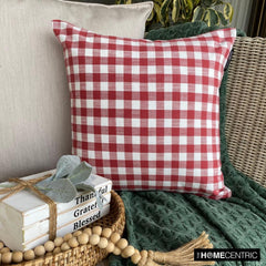 Checkmate Red - Red Cotton Decorative Throw Pillow Cover