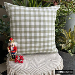 Checkmate Green - Green Cotton Decorative Throw Pillow Cover