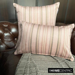 Stripe Flow Pink - Pink Velvet Stripes Throw Pillow Cover