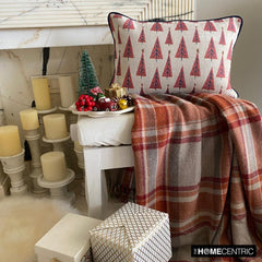 Red Jacquard Decorative Lumbar Pillow Cover - Jolly Tree