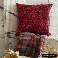 Red Glitterati - Red Silk Decorative Euro Sham