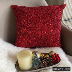 Red Glitterati - Red Silk Decorative Euro Sham