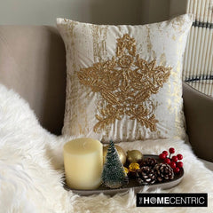 Gold Velvet Handmade Throw Pillow Cover - Xmas Star
