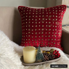 Wheeling Around Red - Red Velvet Throw Pillow Cover