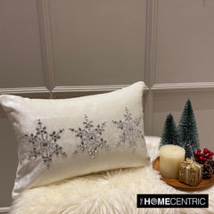 White Velvet Decorative Lumbar Pillow Cover - Shimmer Frost