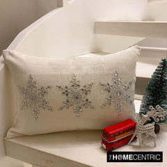 White Velvet Decorative Lumbar Pillow Cover - Shimmer Frost