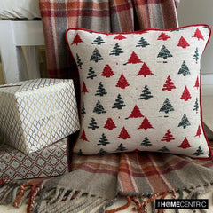Red Jacquard Woven Decorative  Throw Pillow Cover - Cheery Pine