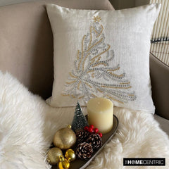 White Velvet Decorative  Throw Pillow Cover - Crystal Pine