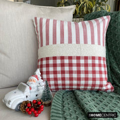 Red Cotton Decorative  Throw Pillow Cover - Jolly Santa