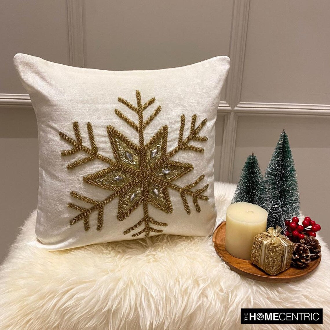 Gold Velvet Handmade Throw Pillow Cover - Gold Flake