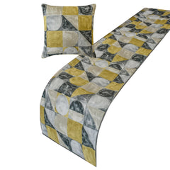 Chartreuse Symmetry - Cotton Chartreuse & Gray Decorative Bed Runner and Pillow Cover