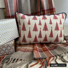 Red Jacquard Decorative Lumbar Pillow Cover - Jolly Tree