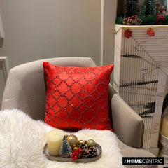 Red Velvet Crystal - Red Velvet Decorative Euro Sham