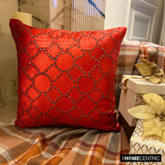 Red Velvet Crystal - Red Velvet Decorative Euro Sham
