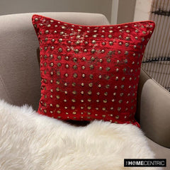 Wheeling Around Red - Red Velvet Throw Pillow Cover