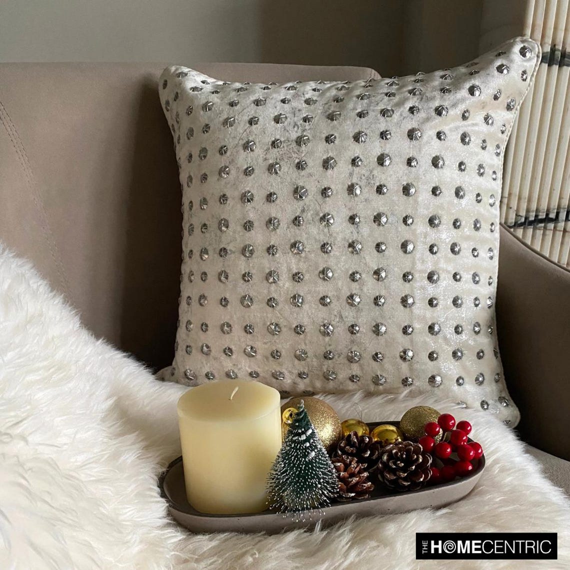 Wheeling Around Ivory - Ivory Velvet Throw Pillow Cover