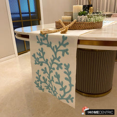 Silk Ivory Decorative Table Runner - Beach Coral