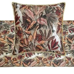 Cockatoo Reverie - Cotton Sage Green Decorative Bed Runner and Pillow Cover