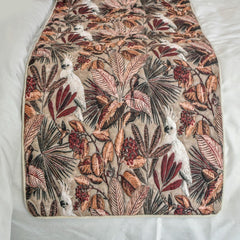 Cockatoo Reverie - Cotton Sage Green Decorative Bed Runner and Pillow Cover