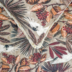 Cockatoo Reverie - Cotton Sage Green Decorative Bed Runner and Pillow Cover