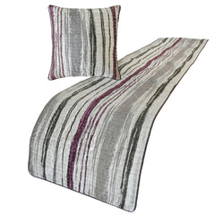 Berry Twist - Jacquard Berry & Gray Decorative Bed Runner and Pillow Cover