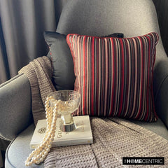 Striped Right - Red Silk Throw Pillow Cover