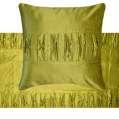 Chartreuse Folds - Satin Chartreuse Green Decorative Bed Runner and Pillow Cover