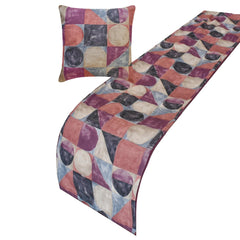 Artisymmetry - Cotton Pink & Gray Decorative Bed Runner and Pillow Cover